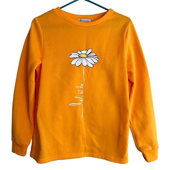 MISSLOOK Bright Yellow Sweater flower detail -Small - Picture 1 of 6
